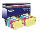 Lot de 8 Cartouches Compatibles pour Epson T1291 / T1292 / T1293 / T1294 - T3AZUR