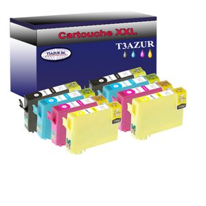 Lot de 8 Cartouches Compatibles pour Epson T1291 / T1292 / T1293 / T1294 - T3AZUR