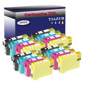 Lot de 12 Cartouches Compatibles pour Epson T1291 / T1292 / T1293 / T1294 - T3AZUR