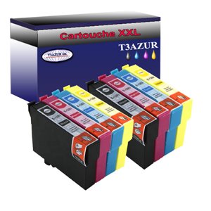Lot de 8 Cartouches Compatibles pour Epson T1281 /  T1282 /  T1283 /  T1284  - T3AZUR