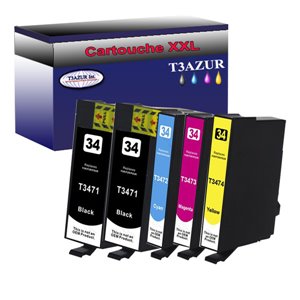 T3471 T3472 T3473 T3474 Cartouches d'encre Compatible pour Epson WorkForce Pro WF-3720DWF, 2BK-1C-1M-1Y
