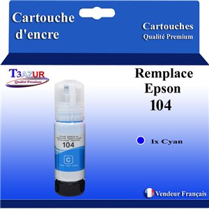 Cartouche Compatible pour Epson 104 (C13T00P240) Cyan - T3AZUR