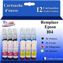 Lot de 12 Cartouches Compatibles pour Epson 104- T3AZUR