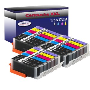 Lot de 18 Cartouches Compatibles pour Canon Pixma TS705, TS8100, PGI580XXL, CLI581XL (3Bk/3PBk/3C/3M/3Y/3PB) - T3AZUR