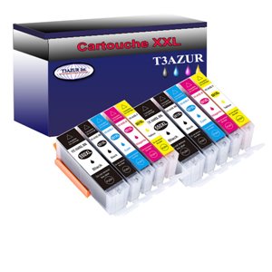 Lot de 10 Cartouches Compatibles pour Canon PGI-550 XL, CLI-551 XL (2Bk/2PBk/2C/2M/2Y) - T3AZUR