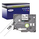 Ruban d'étiquettes laminées générique Brother TZe121 - Texte noir sur fond transparent - Largeur 9 mm x 8 mètres