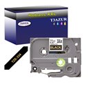Ruban d'étiquettes laminées générique Brother TZe334 - Texte doré sur fond noir - Largeur 12 mm x 8 mètres