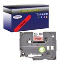 Ruban d'étiquettes laminées générique Brother TZe421 - Texte noir sur fond rouge - Largeur 9 mm x 8 mètres