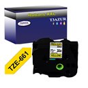 Ruban pour étiquettes laminées générique Brother TZe661 - Texte noir sur fond jaune - Largeur 36 mm x 8 mètres