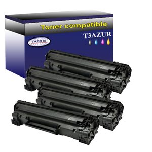 T3AZUR - Lot de 4 Toner générique HP CE285A / Canon CRG-725