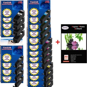 4+16 cartouches compatibles Canon MX885 / MX895 / MX 885 / MX 895 + Pack de 20 papiers photos A6 Brillant 230gr