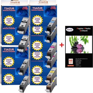 2+8 Cartouches compatibles Canon MP630 / MP640 / MP 630 / MP 640 + Pack de 20 papiers photos A6 Brillant 230gr 2+8 Cartouches compatibles Canon MP630 / MP640 / MP 630 / MP 640 + Pack de 20 papiers photos A6 Brillant 230gr