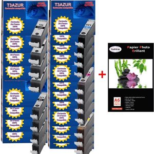 4+16 Cartouches compatibles Canon MP540 / MP550 / MP 540 / MP 550  + Pack de 20 papiers photos A6 Brillant 230gr