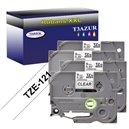 4x Ruban d'étiquettes laminées générique Brother TZe121 - Texte noir sur fond transparent - Largeur 9 mm x 8 mètres