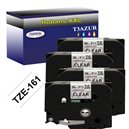 4x Ruban d'étiquettes laminées générique Brother TZe161 - Texte noir sur fond transparent - Largeur 36 mm x 8 mètres