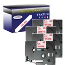 4 x Rubans pour étiquettes laminées génériques Brother TZe222 - Texte rouge sur fond blanc - Largeur 9 mm x 8 mètres