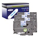 4 x Rubans pour étiquettes laminées générique Brother TZe243 - Texte bleu sur fond blanc - Largeur 18 mm x 8 mètres