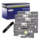 4 x Rubans pour étiquettes laminées générique Brother TZe325 - Texte blanc sur fond noir - Largeur 9 mm x 8 mètres