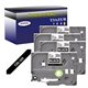 4 x Rubans pour étiquettes laminées générique Brother TZe325 - Texte blanc sur fond noir - Largeur 9 mm x 8 mètres