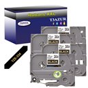 4 x Rubans d'étiquettes laminées générique Brother TZe334 - Texte doré sur fond noir - Largeur 12 mm x 8 mètres
