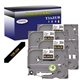 4 x Rubans d'étiquettes laminées générique Brother TZe334 - Texte doré sur fond noir - Largeur 12 mm x 8 mètres