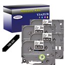 4 x Rubans pour étiquettes laminées générique Brother TZe335 - Texte blanc sur fond noir - Largeur 12 mm x 8 mètres