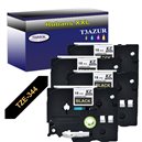 4 x Ruban d'étiquettes laminées générique Brother TZe344 - Texte doré sur fond noir - Largeur 18 mm x 8 mètres