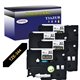 4 x Ruban d'étiquettes laminées générique Brother TZe344 - Texte doré sur fond noir - Largeur 18 mm x 8 mètres