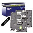 4 x Rubans pour étiquettes laminées générique Brother TZe345 - Texte blanc sur fond noir - Largeur 18 mm x 8 mètres