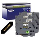 4 x Rubans d'étiquettes laminées générique Brother TZe354 - Texte doré sur fond noir - Largeur 24 mm x 8 mètres