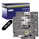 4 x Rubans d'étiquettes laminées générique Brother TZe355 - Texte blanc sur fond noir - Largeur 24 mm x 8 mètres