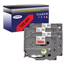 4 x Rubans pour étiquettes laminées générique Brother TZe451 - Texte noir sur fond rouge - Largeur 24 mm x 8 mètres