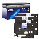 4 x Rubans d'étiquettes laminées générique Brother TZe535 - Texte blanc sur fond bleu - Largeur 12 mm x 8 mètres