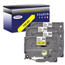 4 x Rubans d'étiquettes laminées générique Brother TZe631 - Texte noir sur fond jaune - Largeur 12 mm x 8 mètres