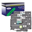 4 x Rubans pour étiquettes laminées générique Brother TZe731 - Texte noir sur fond vert - Largeur 12 mm x 8 mètres