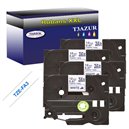 4 x Rubans d'étiquettes textile générique Brother TZeFA3 - Texte bleu sur fond blanc - Largeur 12 mm x 3 mètres