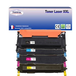 T3AZUR - Lot de 4 Toners génériques Samsung CLP310/ CLP315/ CLP320/ CLP325