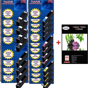 4+16 Cartouches compatibles Canon MG5450 /  MG5450S / MG 5450 / MG 5450S + Pack de 20 papiers photos A6 Brillant 230gr 