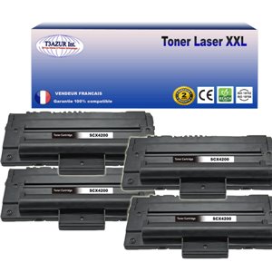 T3AZUR - Lot de 4 Toners génériques Samsung SCX4200 (SCX-D4200A/SV183A) 