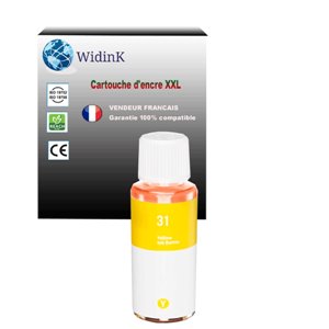 Bouteille encre compatible avec HP 31 pour HP Smart Tank Plus 555 Wireless All-in-One- Jaune - 70ml