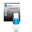 T3AZUR - Bouteille encre compatible pour HP 31 (1VU26AE) - Cyan - 70ml