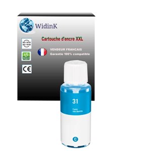 Bouteille encre compatible avec HP 31 pour HP Smart Tank Plus 555 Wireless All-in-One- Cyan - 70ml