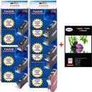 2+8 Cartouches compatibles Canon PGI5 / CLI8 / PGI-5 / CLI-8 + Pack de 20 papiers photos A6 Brillant 230gr
