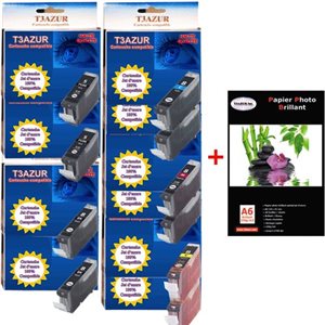 2+8 Cartouches compatibles Canon MP520 / MX700 / MP 520 / MX 700 + Pack de 20 papiers photos A6 Brillant 230gr