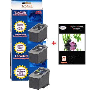 2+1 Cartouches Compatibles Canon PG40 / CL41 / PG-40 / CL-41 + Pack de 20 papiers photos A6 Brillant 230gr 2+1 Cartouches Compatibles Canon PG40 / CL41 / PG-40 / CL-41 + Pack de 20 papiers photos A6 Brillant 230gr