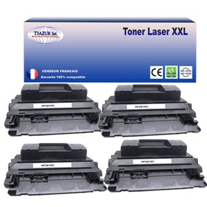 T3AZUR - Lot de 4 Toners compatibles avec HP CF281A (81A) Noir 