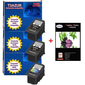 2x Cartouches Compatibles avec Canon Pixma TS3650S WH TS5150 TS5151 remplace Canon PG540XL, CL-541 XL (Noire+Couleur) - T3AZUR