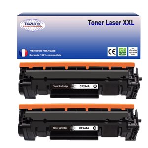 T3AZUR - Lot de 2 Toner compatibles avec HP CF244A (44A)  Noir 