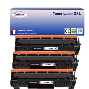T3AZUR - Lot de 3 Toner compatibles avec HP CF244A (44A)  Noir 