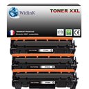T3AZUR - Lot de 3 Toner compatibles avec HP CF244A (44A)  Noir 